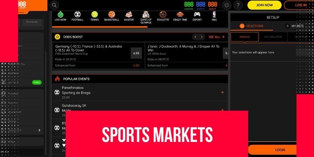 888Sport betting markets actual information